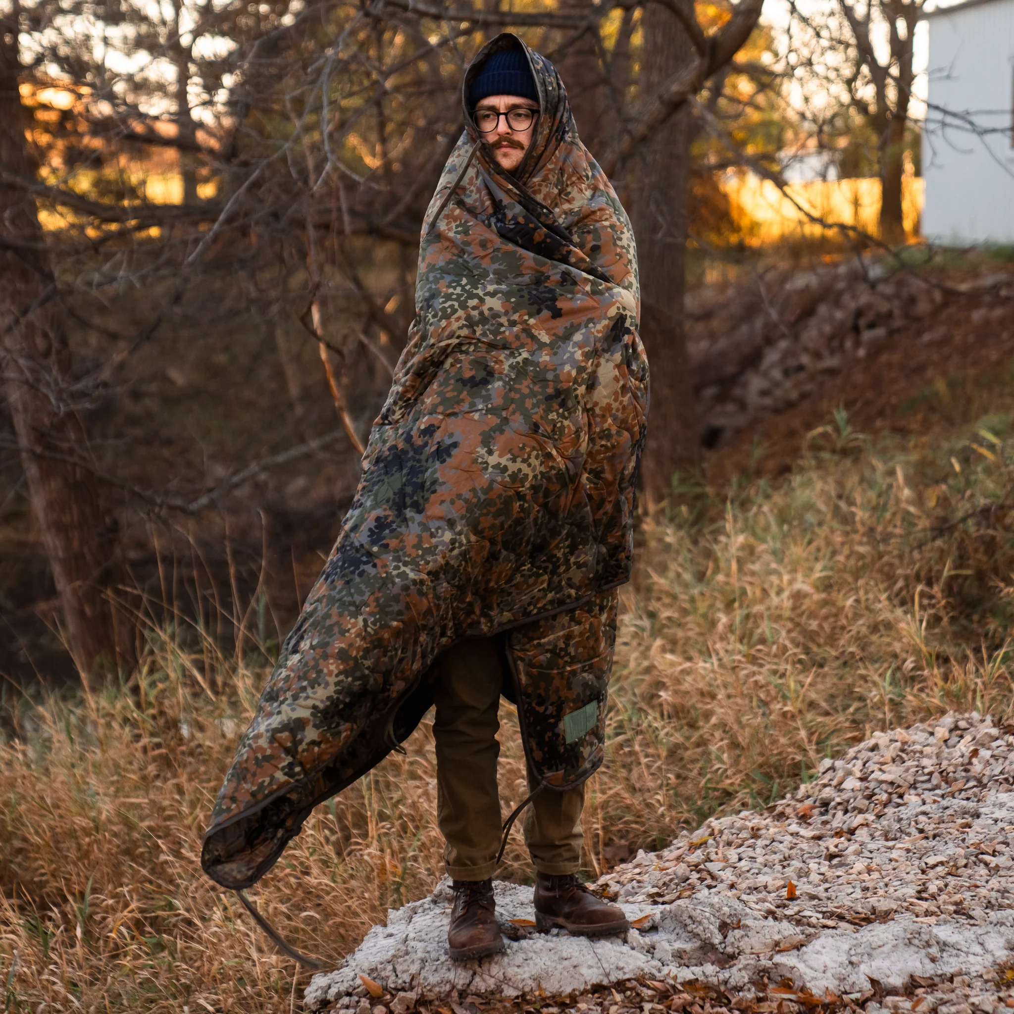Mil-Tec Flecktarn Multi-Function Woobie/Poncho Liner w/Stuff Sack - Image 3