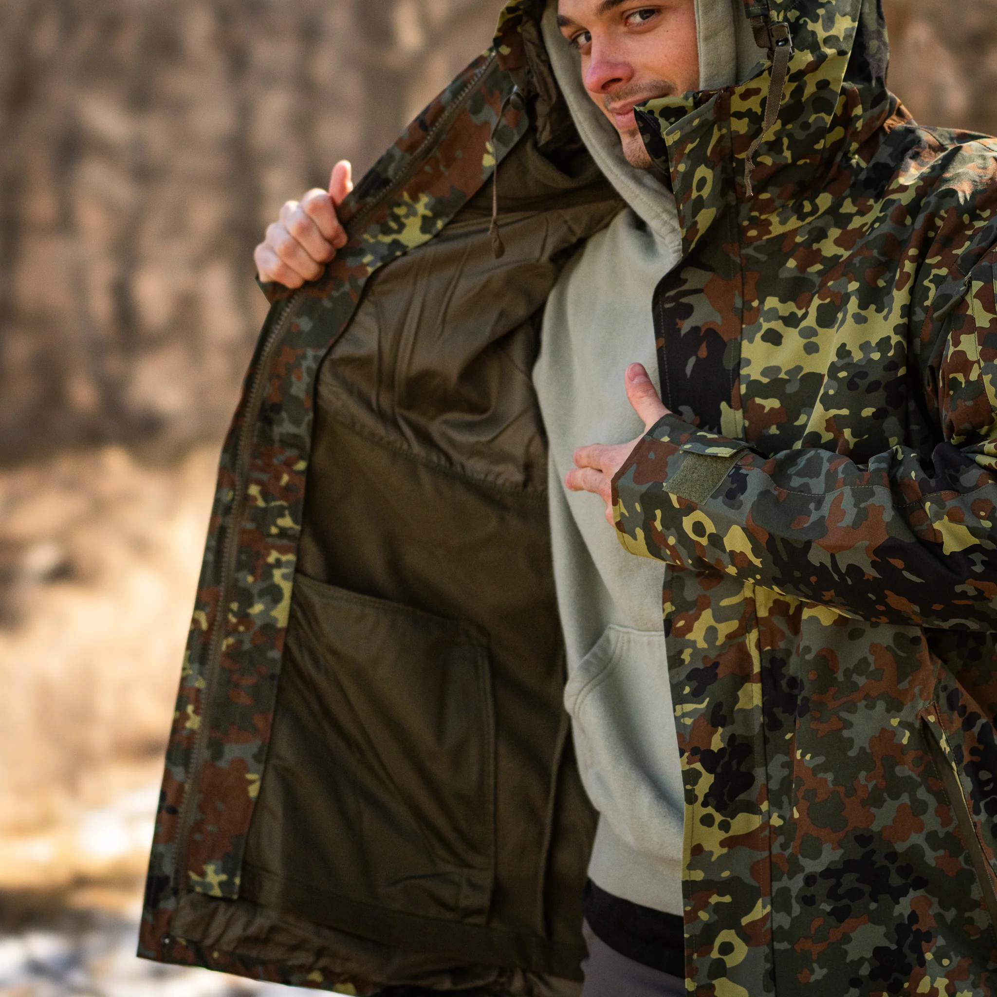 Mil-Tec Flecktarn Gen. II Trilaminate Wet Weather Jacket w/Fleece Liner - Image 6